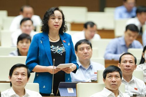 ĐBQH Cao Thị Xuân (Đoàn ĐBQH tỉnh Thanh Hóa) đặt câu hỏi chất vấn tại hội trường
