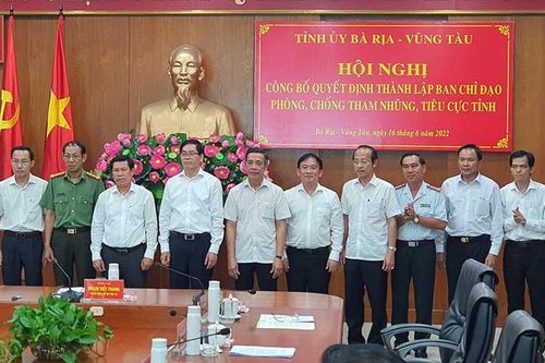 Tỉnh Bà Rịa-Vũng Tàu thành lập Ban Chỉ đạo phòng, chống tham nhũng, tiêu cực