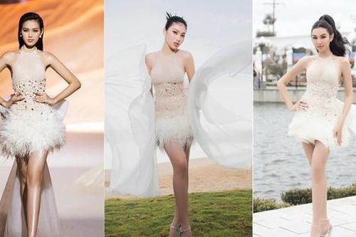 Mặc lại váy lông vũ của Thùy Tiên và Đỗ Thị Hà, Á hậu Ngọc Thảo khoe chân dài 1m11 nóng bỏng