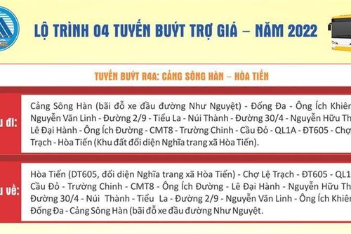 Thông báo lộ trình các tuyến xe buýt trợ giá trên địa bàn thành phố Đà Nẵng