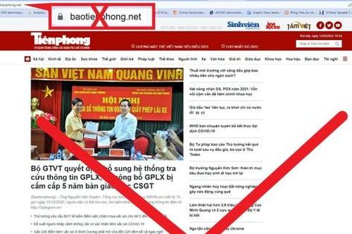 Xuất hiện website giả mạo trắng trợn báo Tiền Phong điện tử