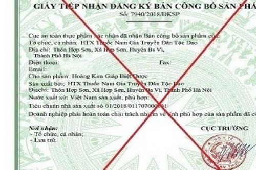 Cảnh báo giả mạo giấy xác nhận để bán sản phẩm Hoàng Kim Giáp biệt dược trên mạng