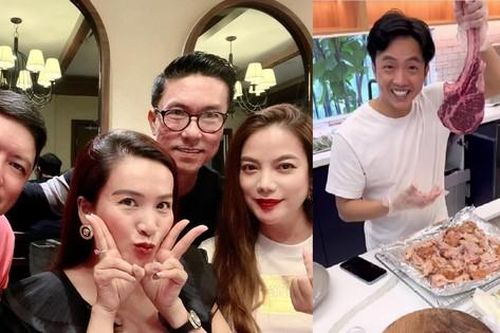 Cường Đô La vào bếp nấu tiệc chiêu đãi bà xã, Trương Ngọc Ánh gặp gỡ vợ chồng Bình Minh