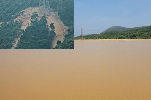 Bùn đất do dự án điện 500kV Vũng Áng bủa vây hồ đập