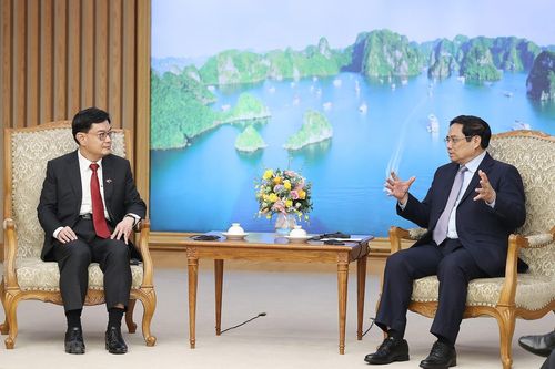Hình ảnh Thủ tướng Phạm Minh Chính tiếp Phó Thủ tướng Singapore
