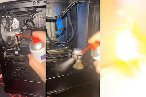 Khoảnh khắc lửa bùng lên thiêu rụi căn phòng do thanh niên vệ sinh máy tính