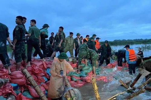 Nghệ An: Trắng đêm khắc phục sự cố vỡ đê