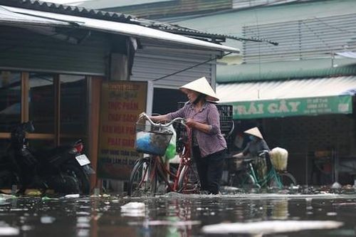 Nước lũ đổ về khiến chợ đầu mối lớn nhất Nghệ An ngập nặng
