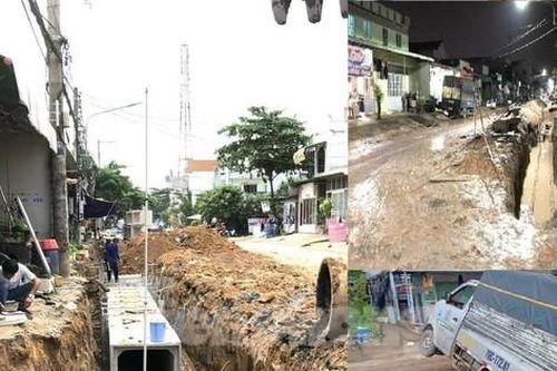 Loạt công trình đào hố sâu, cọc thép trồi lên đe dọa người dân ở Bình Dương