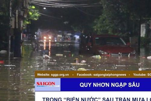 Quy Nhơn ngập sâu trong 'biển nước' sau trận mưa lớn