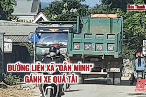 Đường liên xã 'oằn mình' gánh xe quá tải