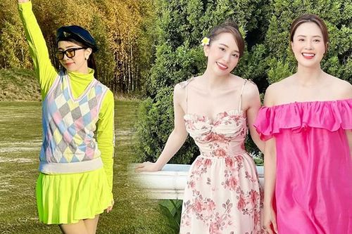 Quỳnh Nga sang trời Tây vẫn ra sân golf tập tành giữ dáng, bảo sao U40 trẻ mãi chưa già