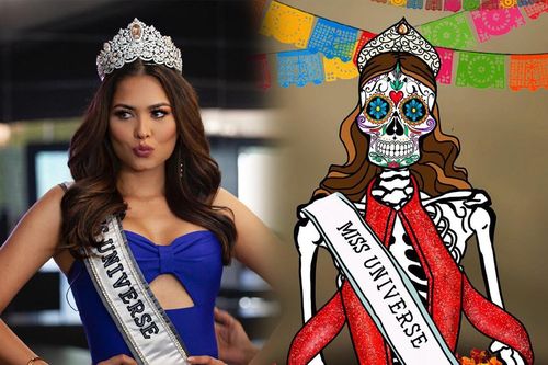 Miss Universe 2020 Andrea Meza bất ngờ được fan tặng hình vẽ... bộ xương, lý do vì sao?