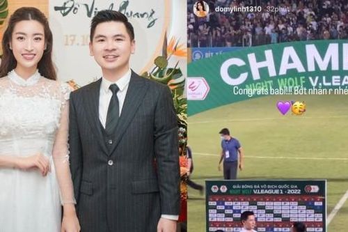 Hoa hậu Đỗ Mỹ Linh lần đầu lộ diện sau đám cưới, mừng đội bóng của ông xã vô địch
