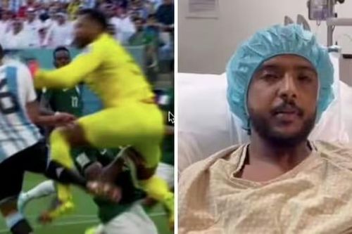 Hậu vệ Saudi Arabia trên giường bệnh sau phẫu thuật vì gãy xương hàm