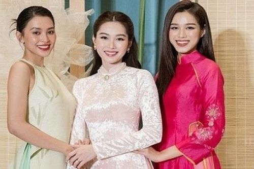 Nhan sắc nhiều thế hệ Hoa hậu Việt Nam diện áo dài tại đám cưới Hoa hậu Ngọc Hân