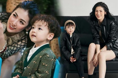 Phong cách sang trọng của Á hậu Tú Anh và con trai