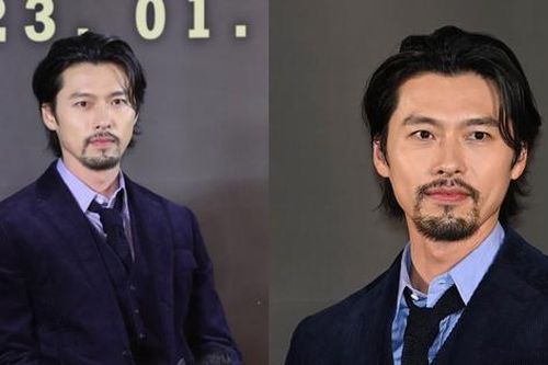 Hyun Bin nhận không ra khi để râu, tóc dài chải chuốt trong họp báo phim 'The Point Men'