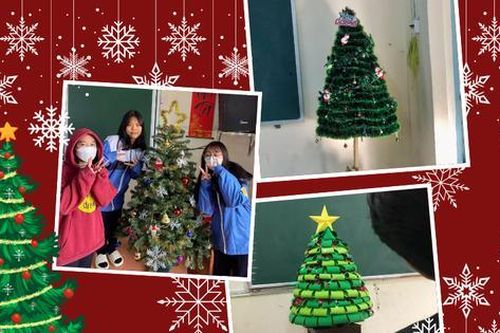 Gen Z thay áo mới lớp học mùa Giáng sinh: Cửa sổ kín sticker, dựng cây thông bằng giấy xốp