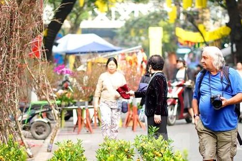 Rực rỡ sắc màu không gian chợ hoa Tết phố Hàng Lược