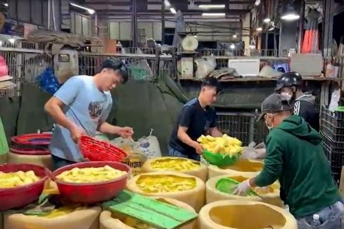 Bắt quả tang nhiều cơ sở ngâm hóa chất tẩy trắng măng, ngó sen tại chợ Bình Điền