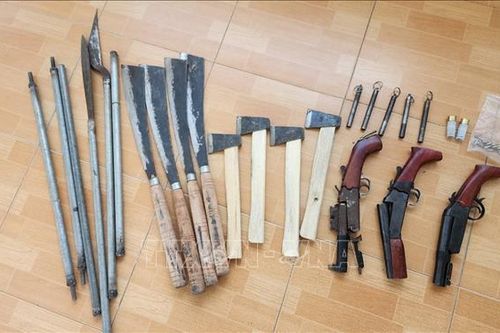 Bắt 7 đối tượng mang vũ khí quân dụng đi 'quậy' tụ điểm đá gà