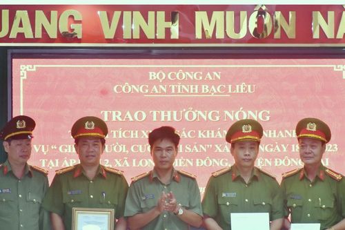 Thưởng 'nóng' thành tích khám phá nhanh vụ giết người, cướp tài sản tại Bạc Liêu