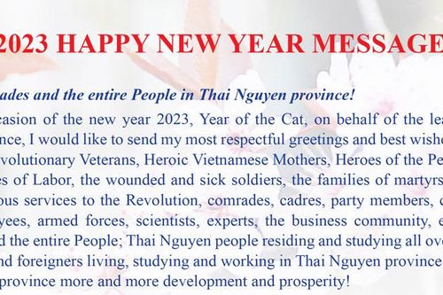 2023 Happy New Year Message of Chairman of the People's Committee of Thai Nguyen province