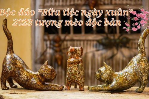 Độc đáo 'Bữa tiệc ngày xuân' 2023 tượng mèo độc bản