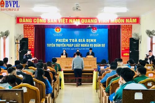 Phối hợp tổ chức phiên tòa giả định tuyên truyền Luật Nghĩa vụ quân sự