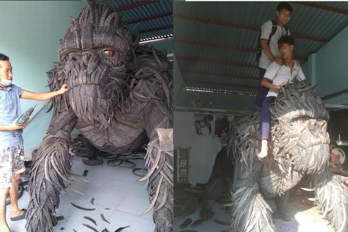 Chàng trai miền Tây làm mô hình King Kong từ lốp xe