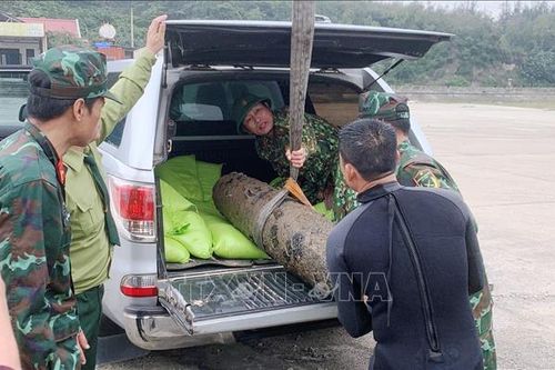 Trục vớt thành công quả bom do ngư dân phát hiện dưới đáy biển