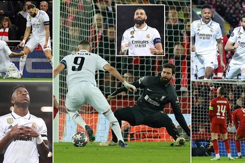 Real Madrid đánh bại 5-2 Liverpool ở lượt đi vòng 1/8