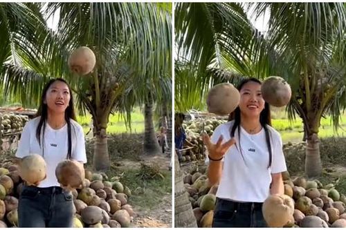 Kỷ lục gia Huỳnh Như hóa nghệ sĩ xiếc tung hứng dừa cực đỉnh