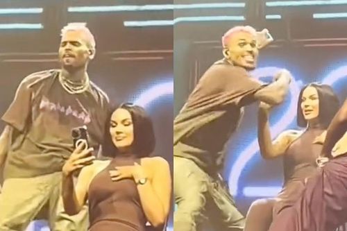 Chris Brown giật điện thoại của fan, ném xuống sân khấu