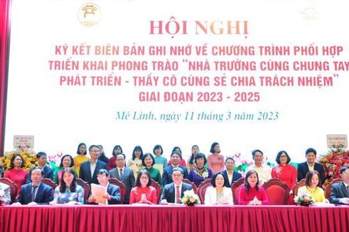 Huyện Mê Linh và quận Long Biên ký kết hỗ trợ phát triển GD&ĐT