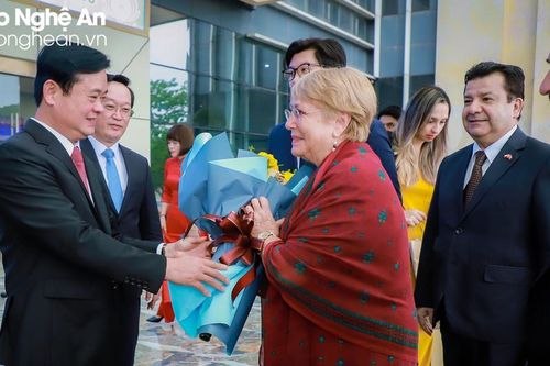 Bí thư Tỉnh ủy Nghệ An Thái Thanh Quý tiếp cựu Tổng thống Chile Michelle Bachelet