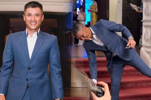Clip: Vắng Thủy Tiên, Công Vinh lẻ bóng, ngại ngùng tạo dáng trên thảm đỏ
