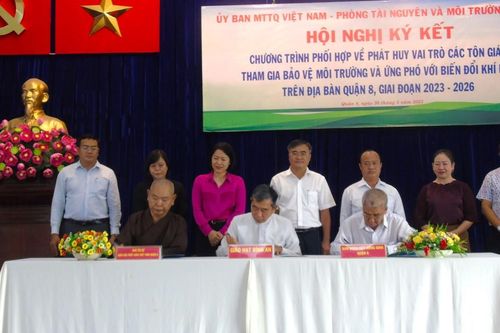 TP.HCM: Các tôn giáo tại Q.8 ký kết bảo vệ môi trường, ứng phó biến đổi khí hậu giai đoạn 2023-2026