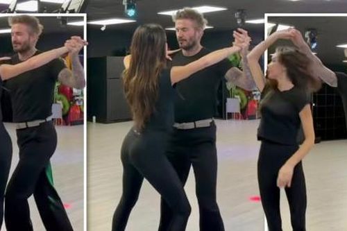 Vợ chồng Victoria Beckham tình tứ khiêu vũ