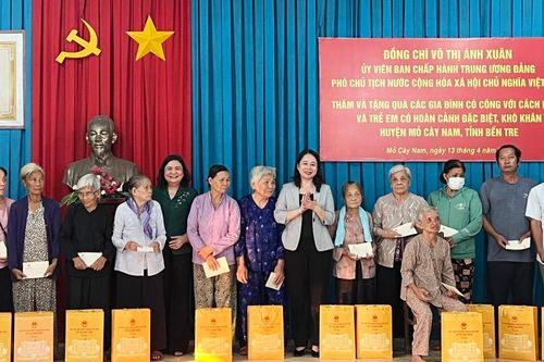 Phó Chủ tịch nước Võ Thị Ánh Xuân thăm, tặng quà tại Bến Tre