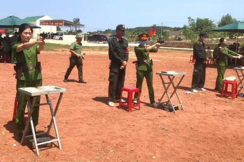 Gần 500 VĐV tham gia hội thi bắn súng quân dụng Công an tỉnh Đắk Nông năm 2023