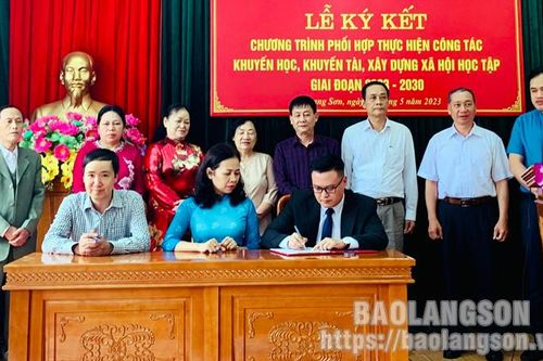 Thành phố Lạng Sơn: Ký kết phối hợp thực hiện công tác khuyến học, khuyến tài giai đoạn 2023-2030