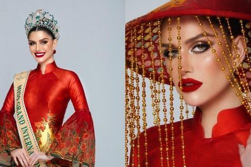 Hoa hậu Isabella Menin mặc áo dài đội nón lá, khởi động Miss Grand International 2023
