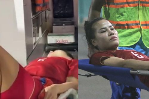 Cầu thủ Việt Nam đau đớn nhập viện vì xả thân thi đấu ở trận chung kết SEA Games