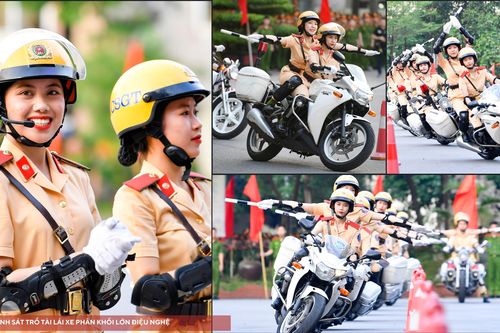 Xem nữ sinh Học viện Cảnh sát Nhân dân trổ tài lái xe phân khối lớn điệu nghệ