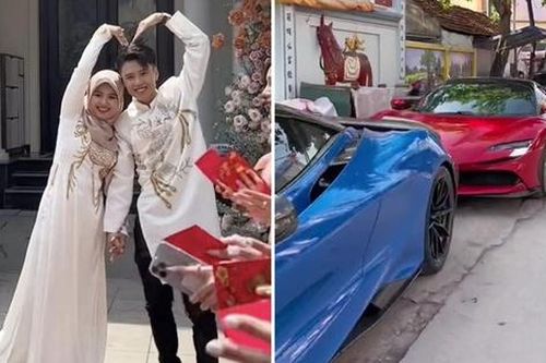 Dàn siêu xe rước dâu trong đám hỏi Đạt Villa