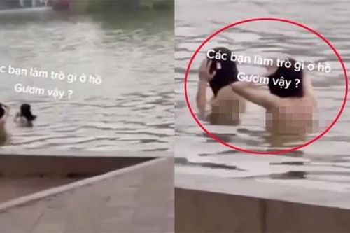Truy tìm 2 người nghi 'tắm tiên' ở hồ Gươm