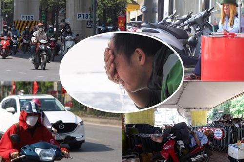 Vô vàn cách chống nắng của người lao động tại Hà Nội