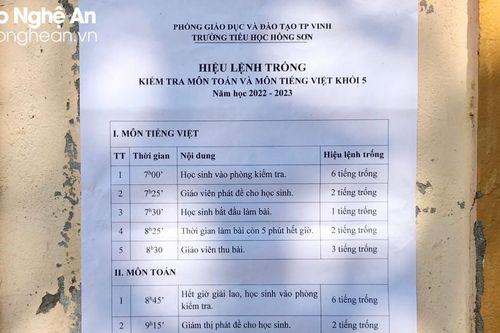 Hơn 9.000 học sinh lớp 5 thành phố Vinh kiểm tra định kỳ cuối năm